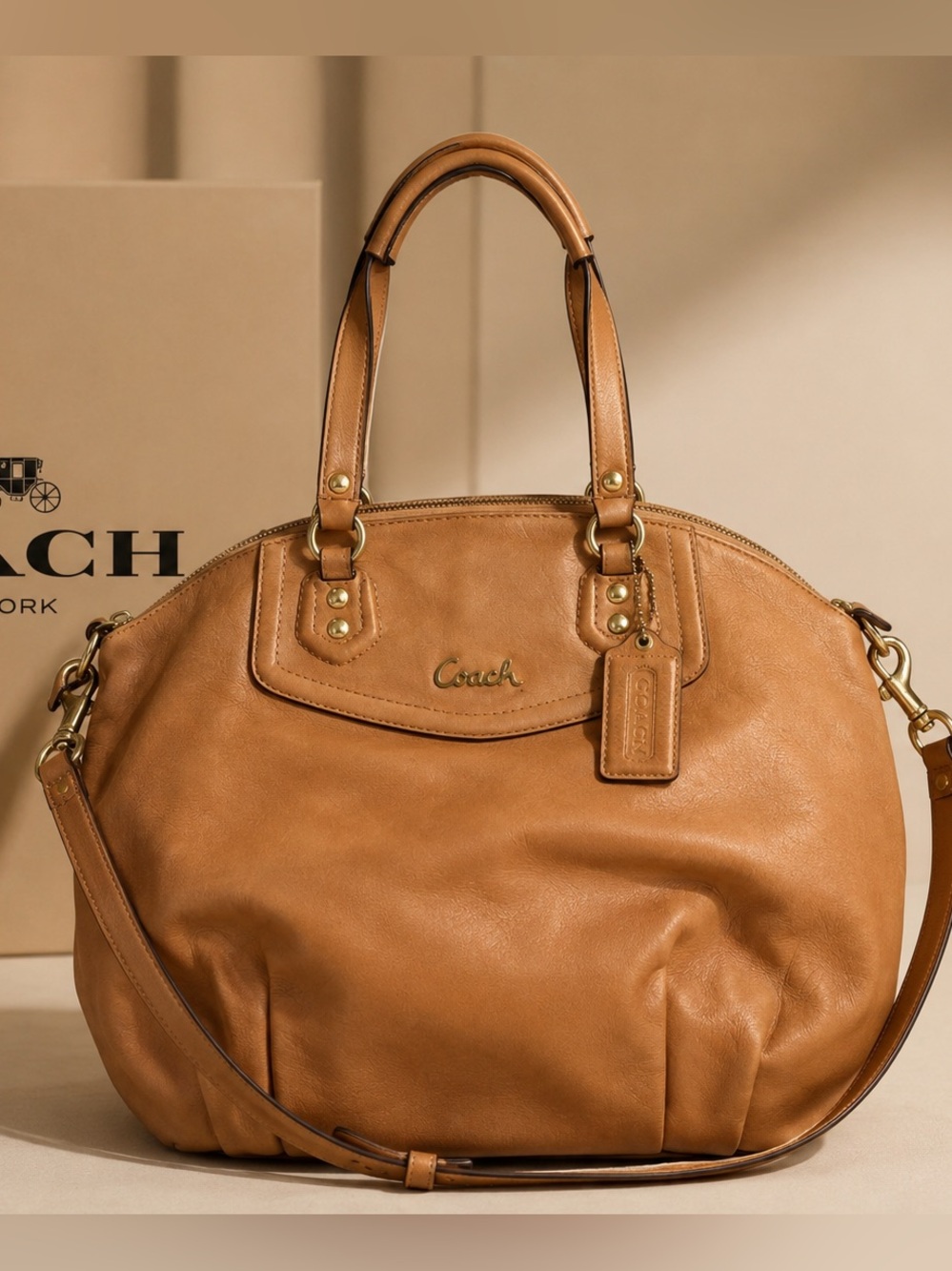 Coach Tan Leather Tote Shoulder Bag D1371-F23684